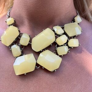 Vintage Yellow & Silver Tone Statement Necklace